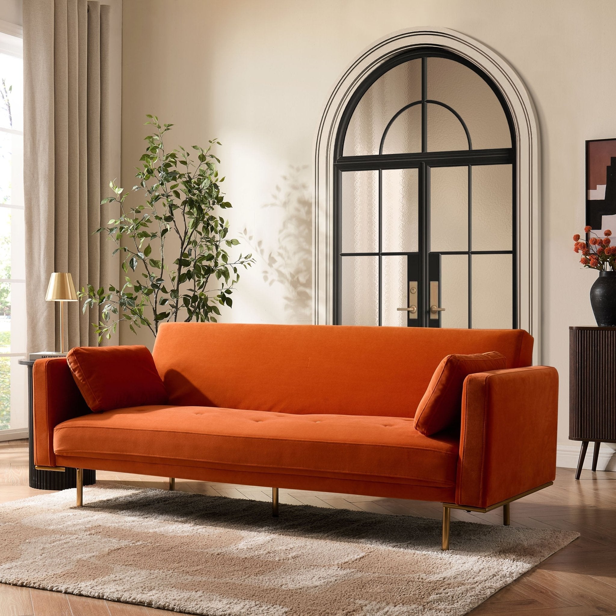 Dusklia - Hudson Click Clack Sofa Bed - Bright Orange