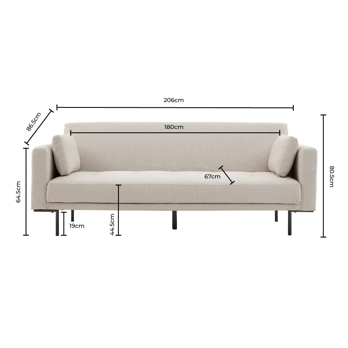 Dusklia - Hudson Click Clack Sofa Bed - Stone Grey