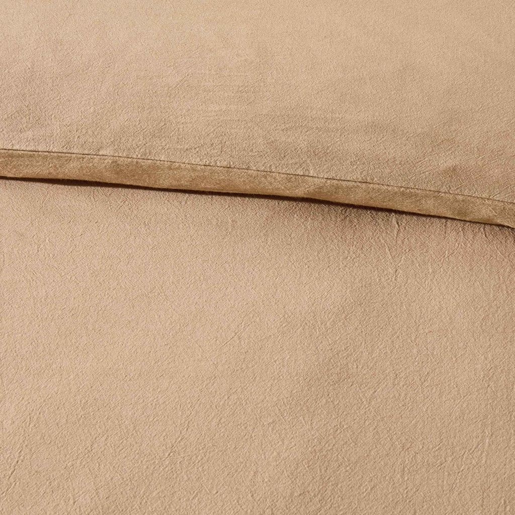 Dusklia - Imogen 100% Cotton Ladder Edge Duvet Cover & Pillowcase Set - Light Taupe