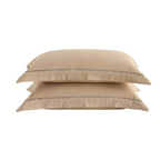 Dusklia - Imogen 100% Cotton Ladder Edge Duvet Cover & Pillowcase Set - Light Taupe