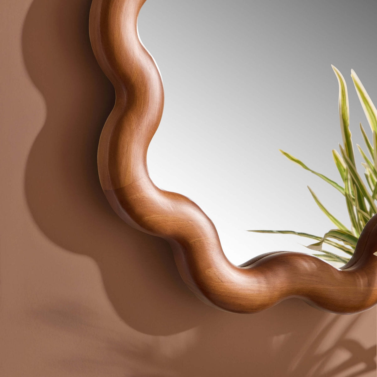 Dusklia - Indie Wavy Wood Mirror - Mid Wood