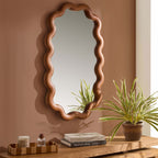 Dusklia - Indie Wavy Wood Mirror - Mid Wood