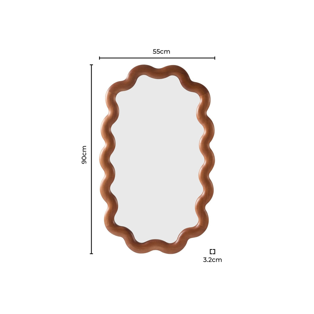 Dusklia - Indie Wavy Wood Mirror - Mid Wood