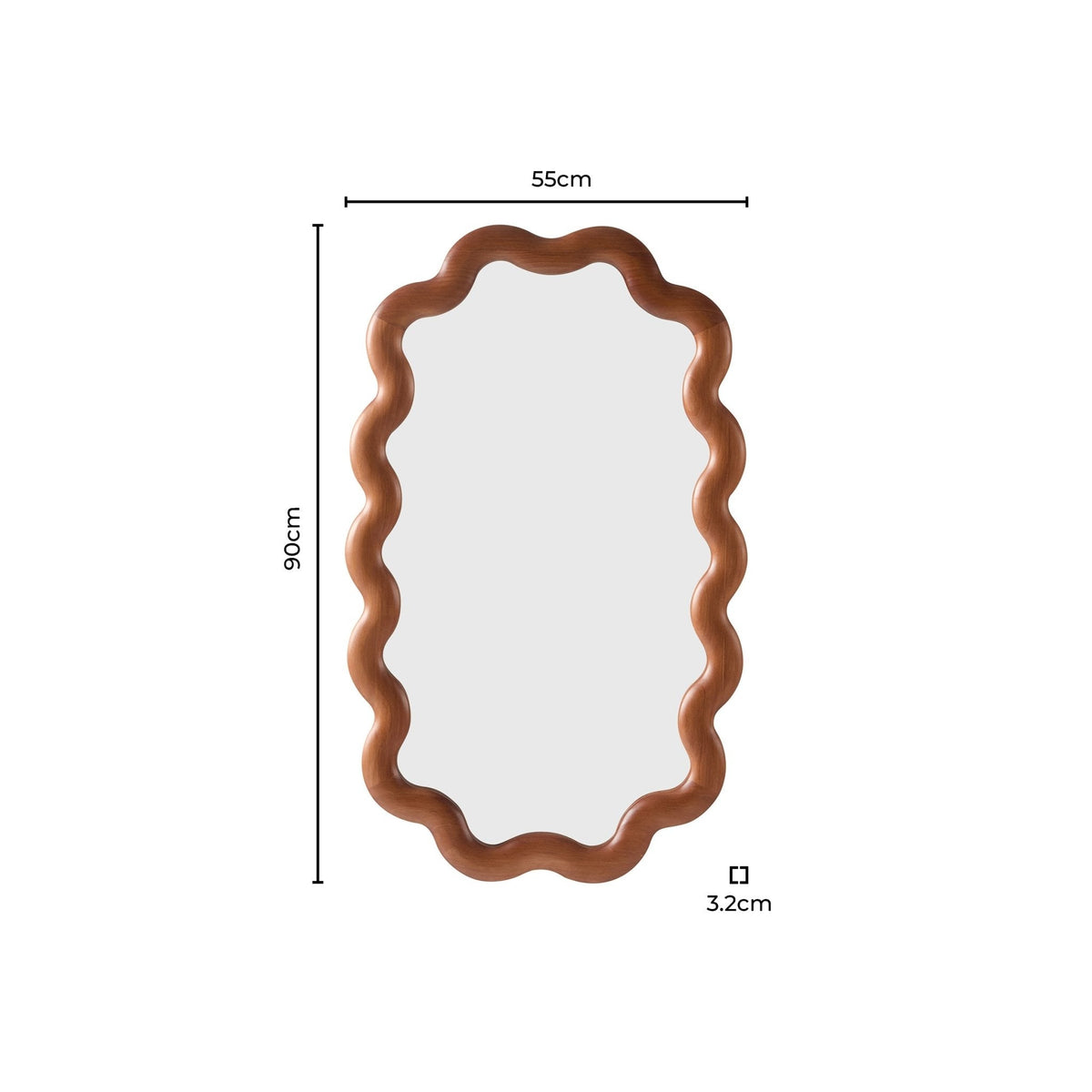 Dusklia - Indie Wavy Wood Mirror - Mid Wood