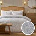 Dusklia - Iris Floral Printed Waffle Duvet Cover & Pillowcase Set - Blue