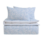 Dusklia - Iris Floral Printed Waffle Duvet Cover & Pillowcase Set - Blue