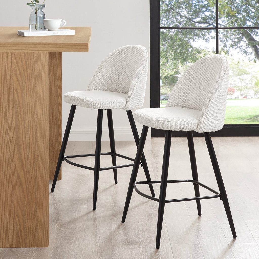 Dusklia - Iris Set Of 2 Barstools - Boucle Ivory/Black