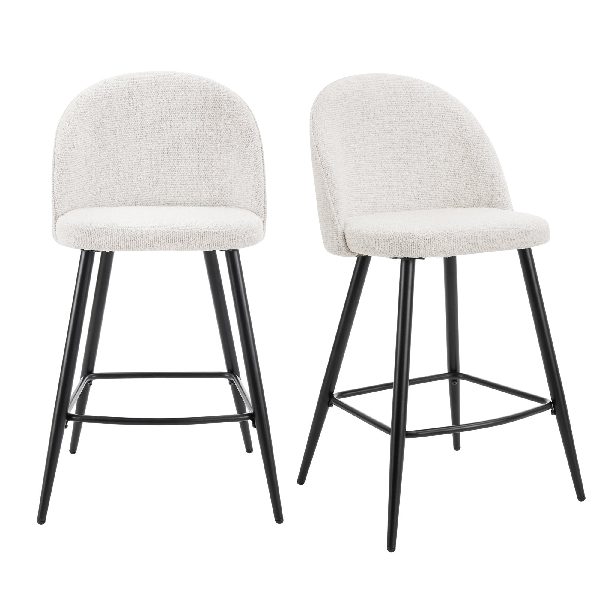 Dusklia - Iris Set Of 2 Barstools - Boucle Ivory/Black