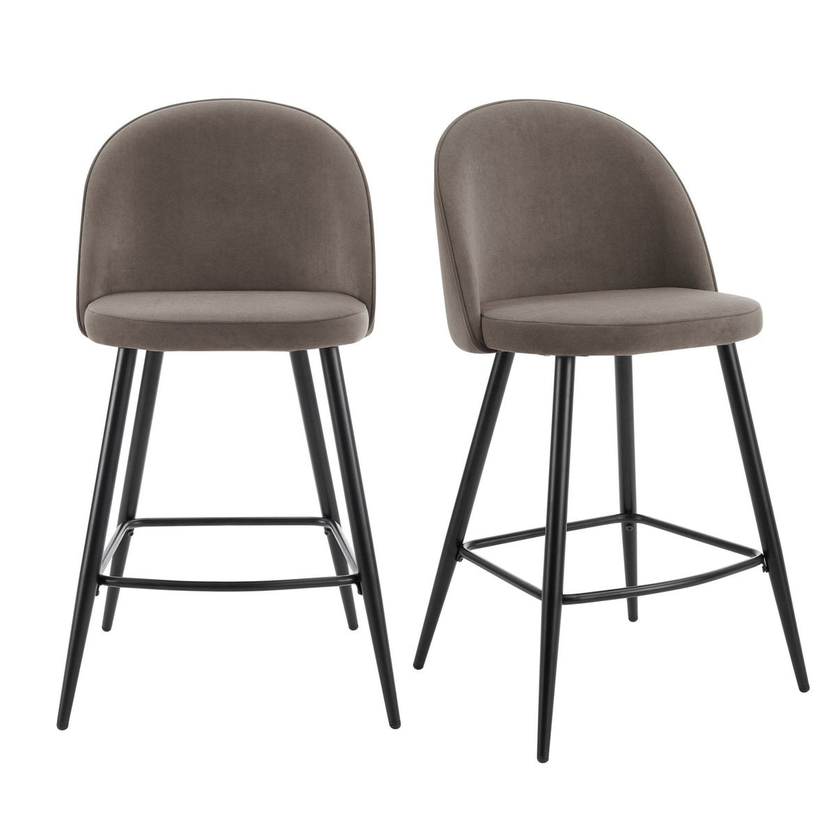 Dusklia - Iris Set Of 2 Barstools - Taupe/Black