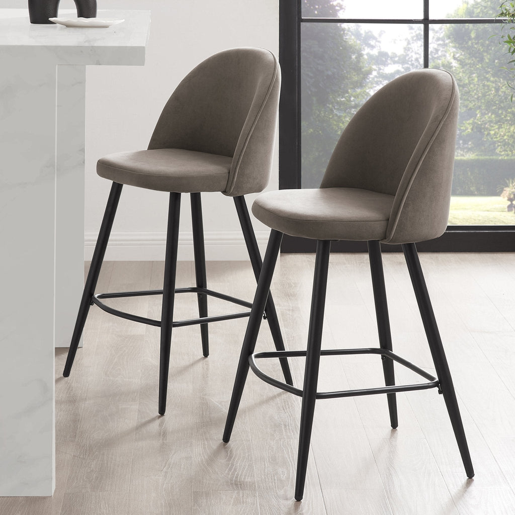 Dusklia - Iris Set Of 2 Barstools - Taupe/Black