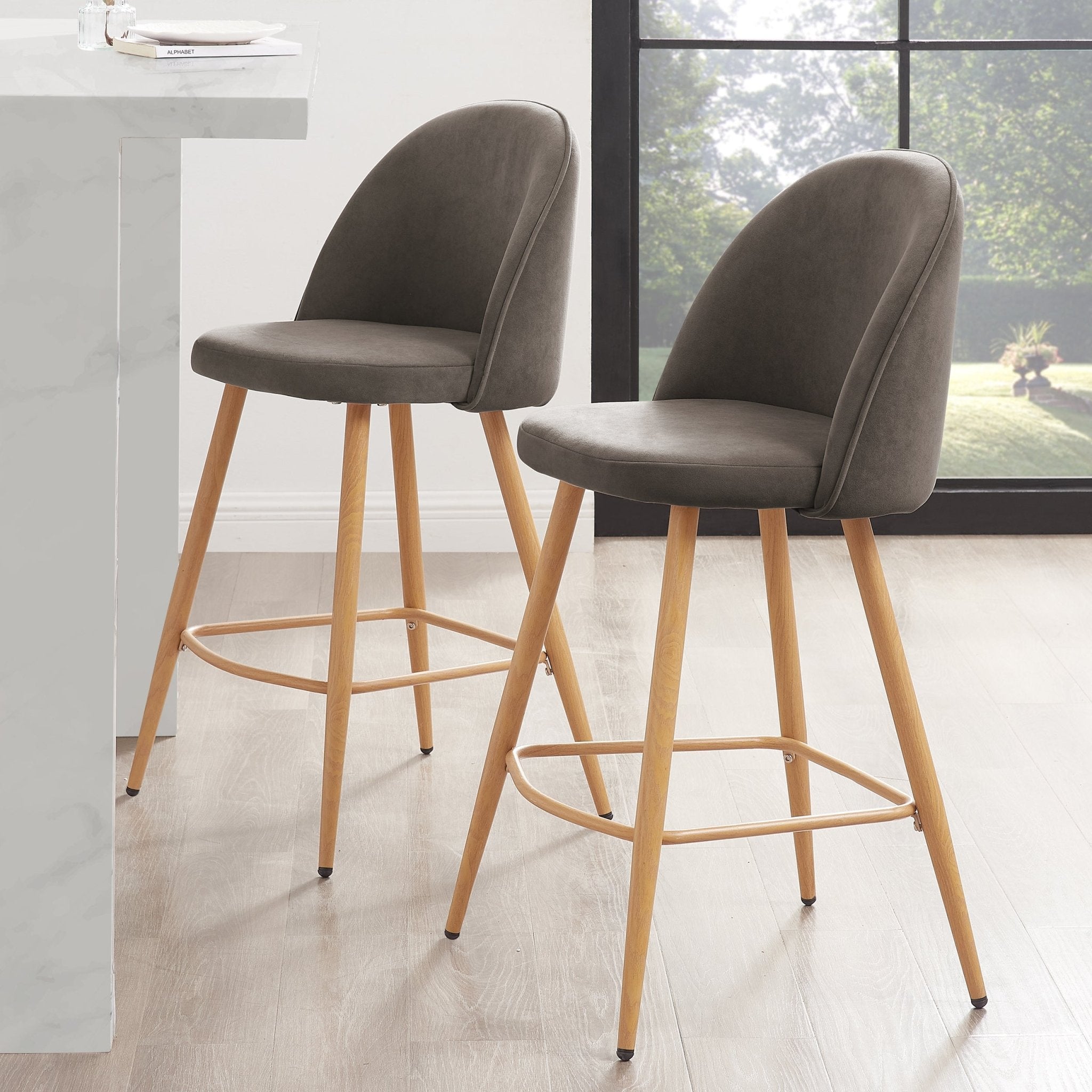 Dusklia - Iris Set of 2 Barstools - Taupe/Natural
