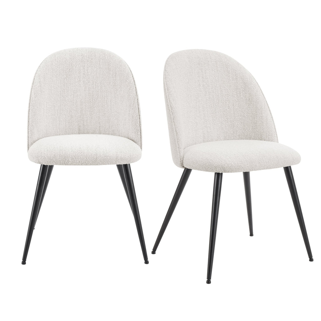 Dusklia - Iris Set Of 2 Dining Chairs - Boucle Ivory/Black