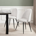Dusklia - Iris Set Of 2 Dining Chairs - Boucle Ivory/Black
