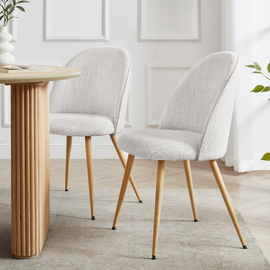 Dusklia - Iris Set Of 2 Dining Chairs - Boucle Ivory/Natural