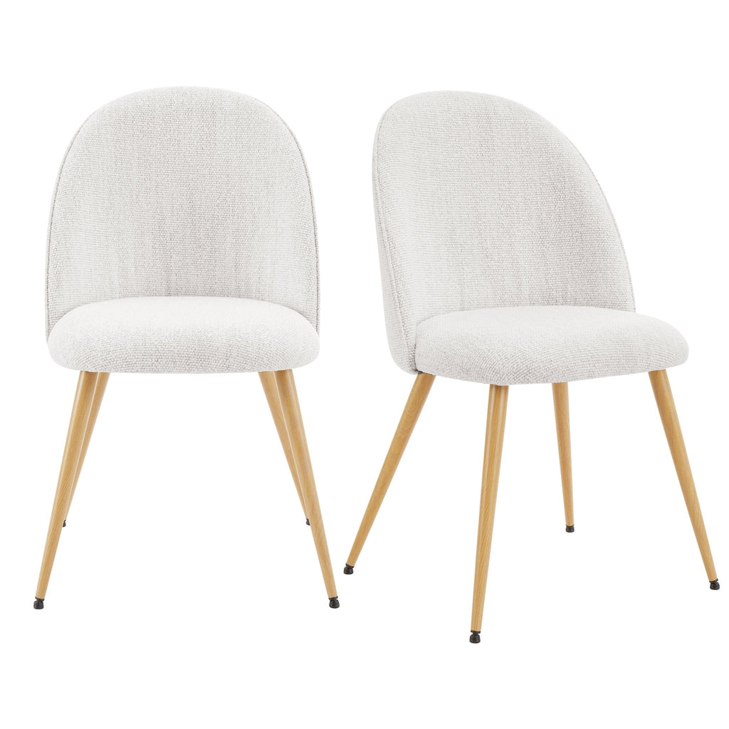 Dusklia - Iris Set Of 2 Dining Chairs - Boucle Ivory/Natural
