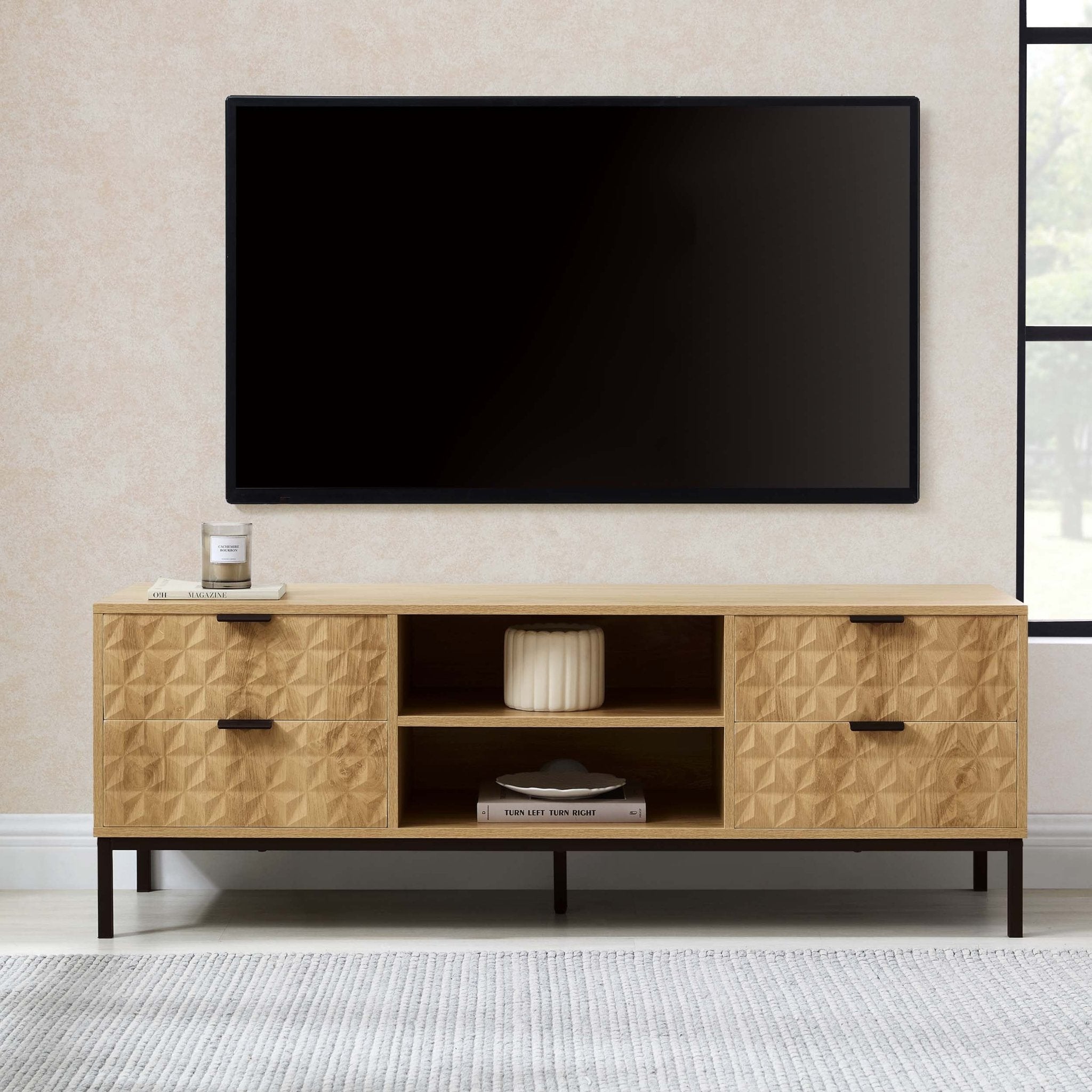 Dusklia - Isabella TV Unit  for TVs up to 60- Light Wood