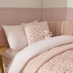 Dusklia - Isabelle Rose Print Quilted Cushion Cover and Bedspread Set - Pink