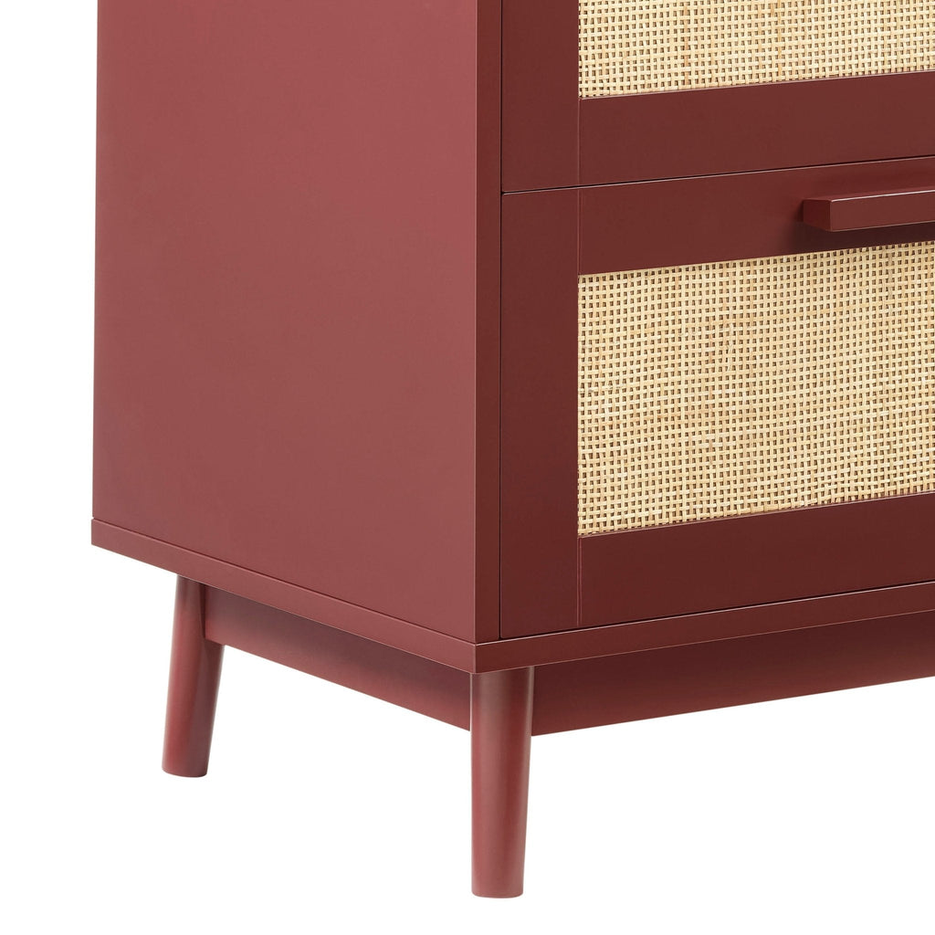 Dusklia - Isla 2 Drawer Bedside Table - Burnt Red