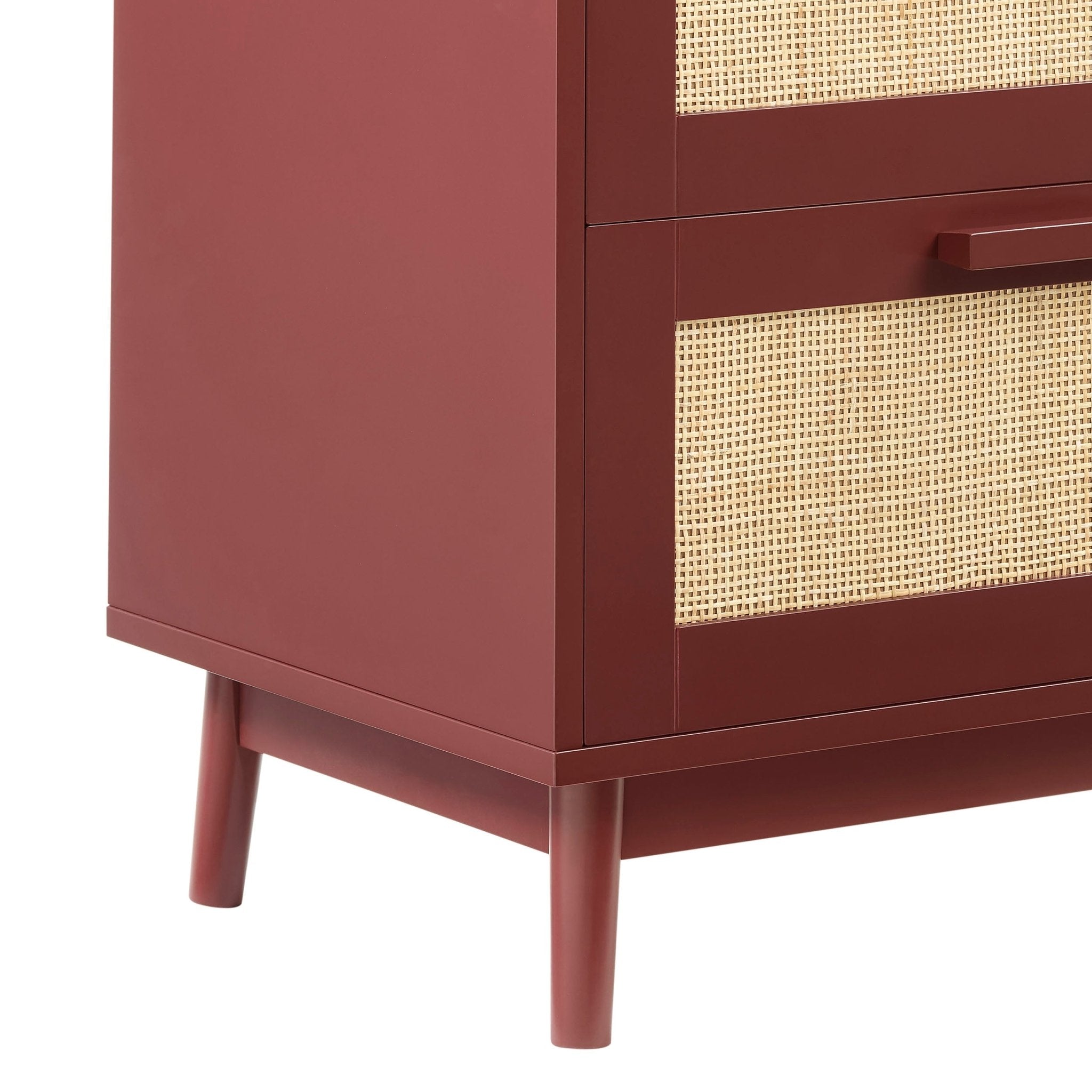 Dusklia - Isla 2 Drawer Bedside Table - Burnt Red