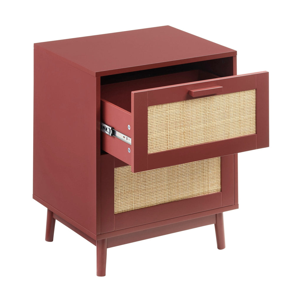 Dusklia - Isla 2 Drawer Bedside Table - Burnt Red