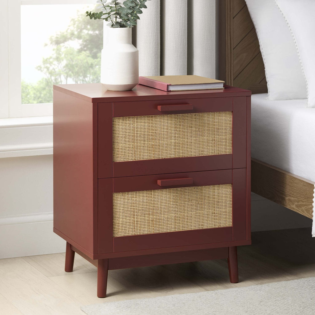 Dusklia - Isla 2 Drawer Bedside Table - Burnt Red