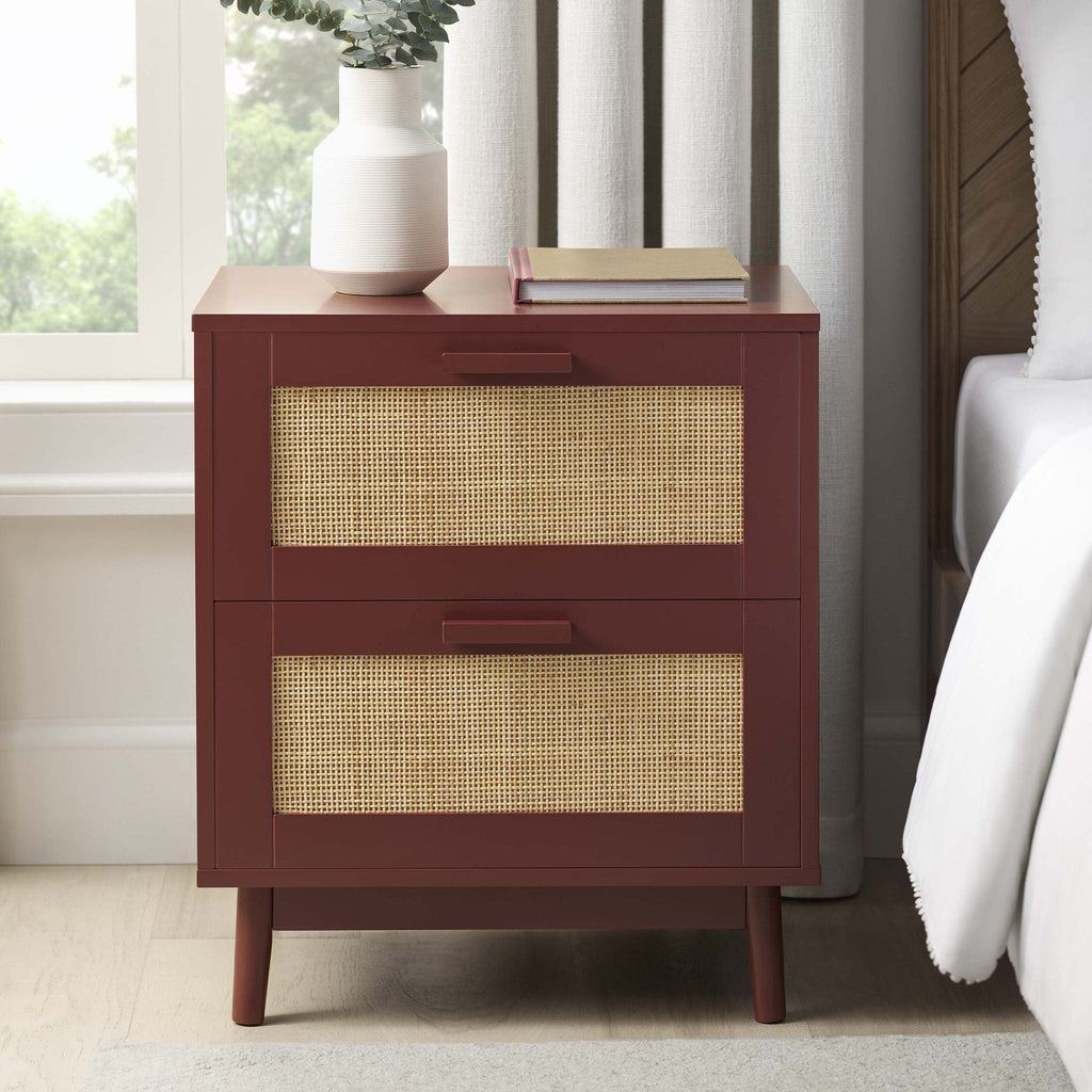 Dusklia - Isla 2 Drawer Bedside Table - Burnt Red