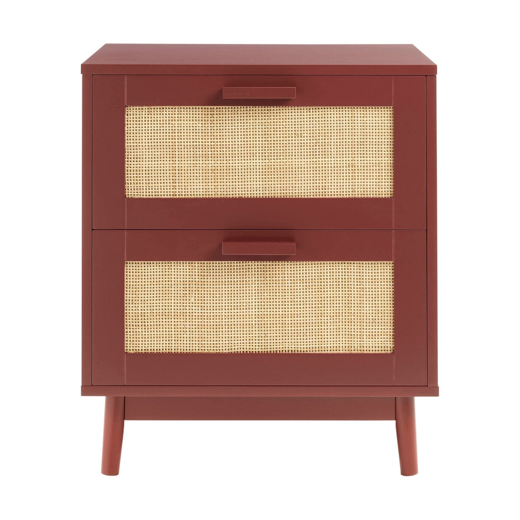 Dusklia - Isla 2 Drawer Bedside Table - Burnt Red