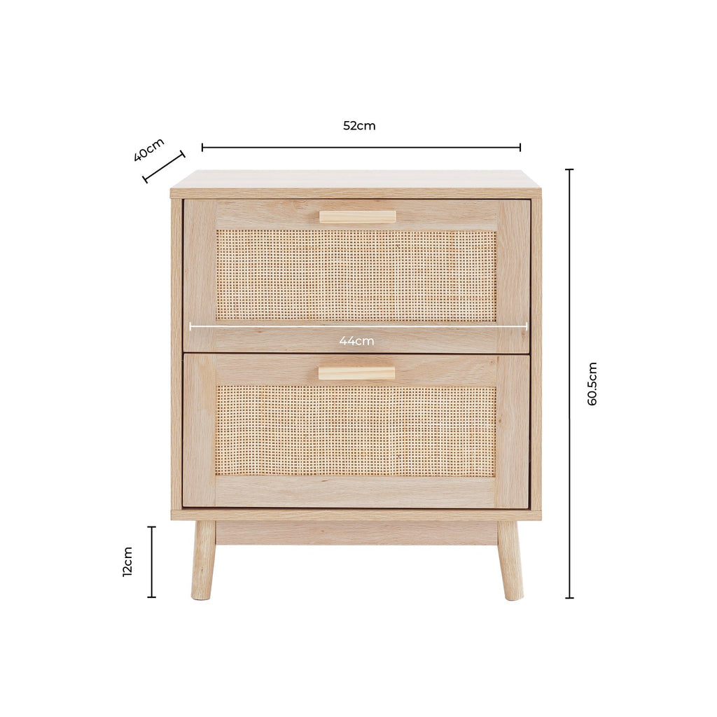 Dusklia - Isla 2 Drawer Bedside Table - Burnt Red
