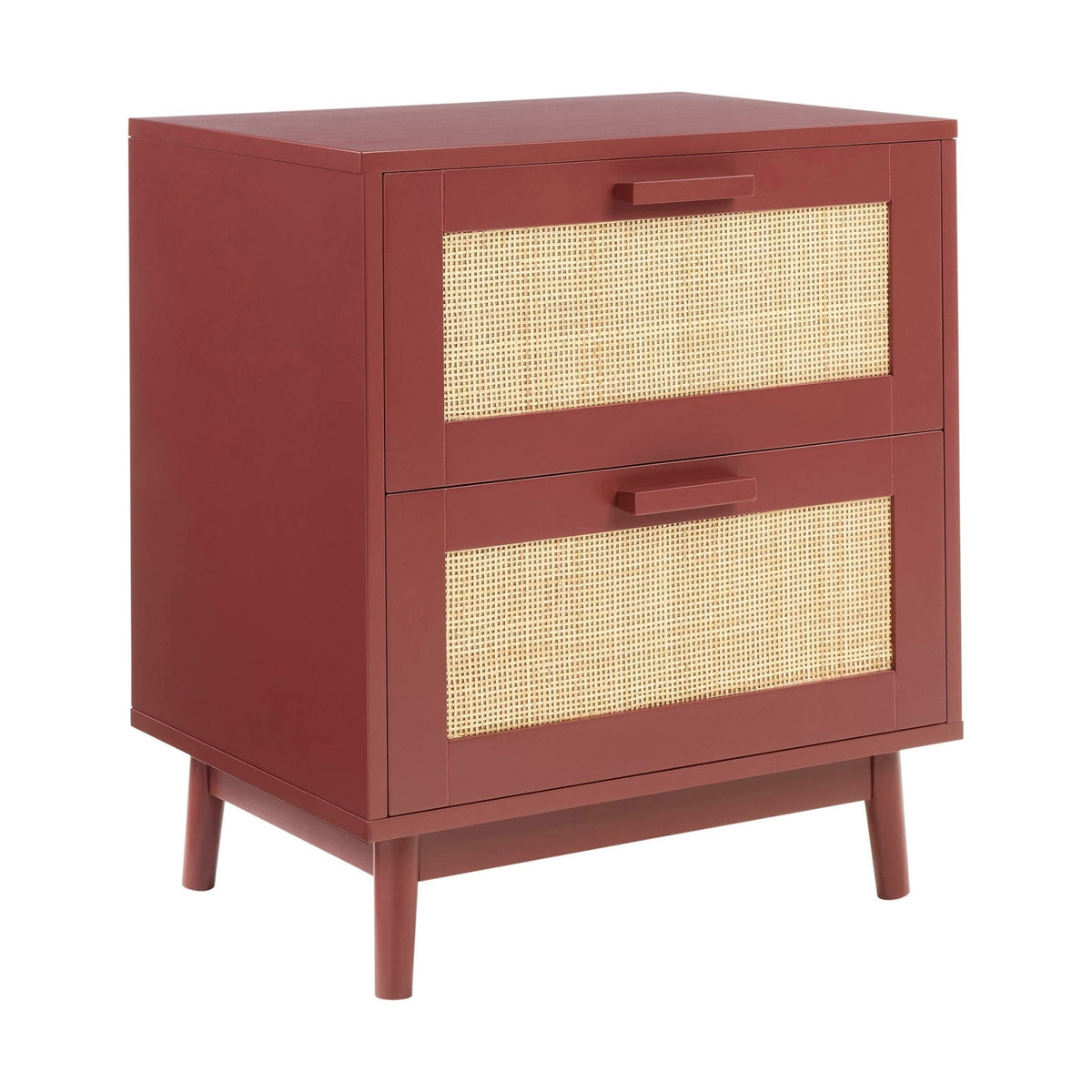 Dusklia - Isla 2 Drawer Bedside Table - Burnt Red