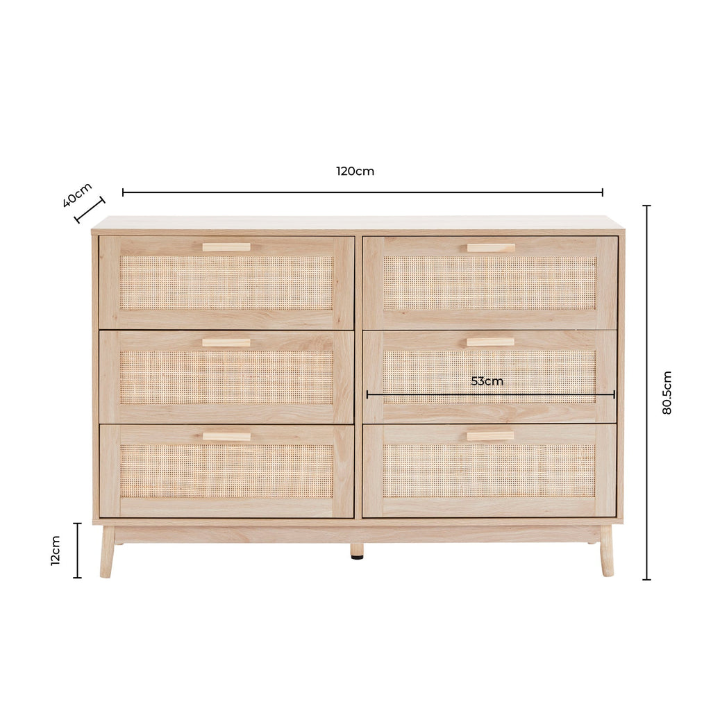 Dusklia - Isla 6 Drawer Chest - Burnt Red