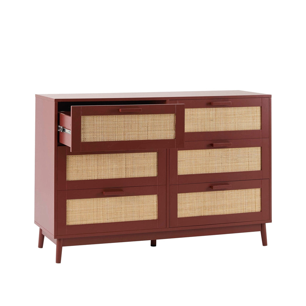 Dusklia - Isla 6 Drawer Chest - Burnt Red