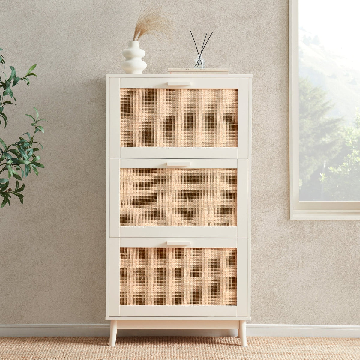Dusklia - Isla Shoe Cabinet - Cream