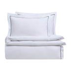 Dusklia - Islington 300 Thread Count Embroidered Duvet Cover - White/Black