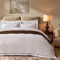 Dusklia - Islington 300 Thread Count Embroidered Duvet Cover - White/Black