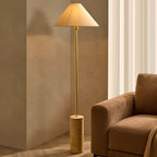 Dusklia - Ivy Marble Effect Floor Lamp - Satin Brass