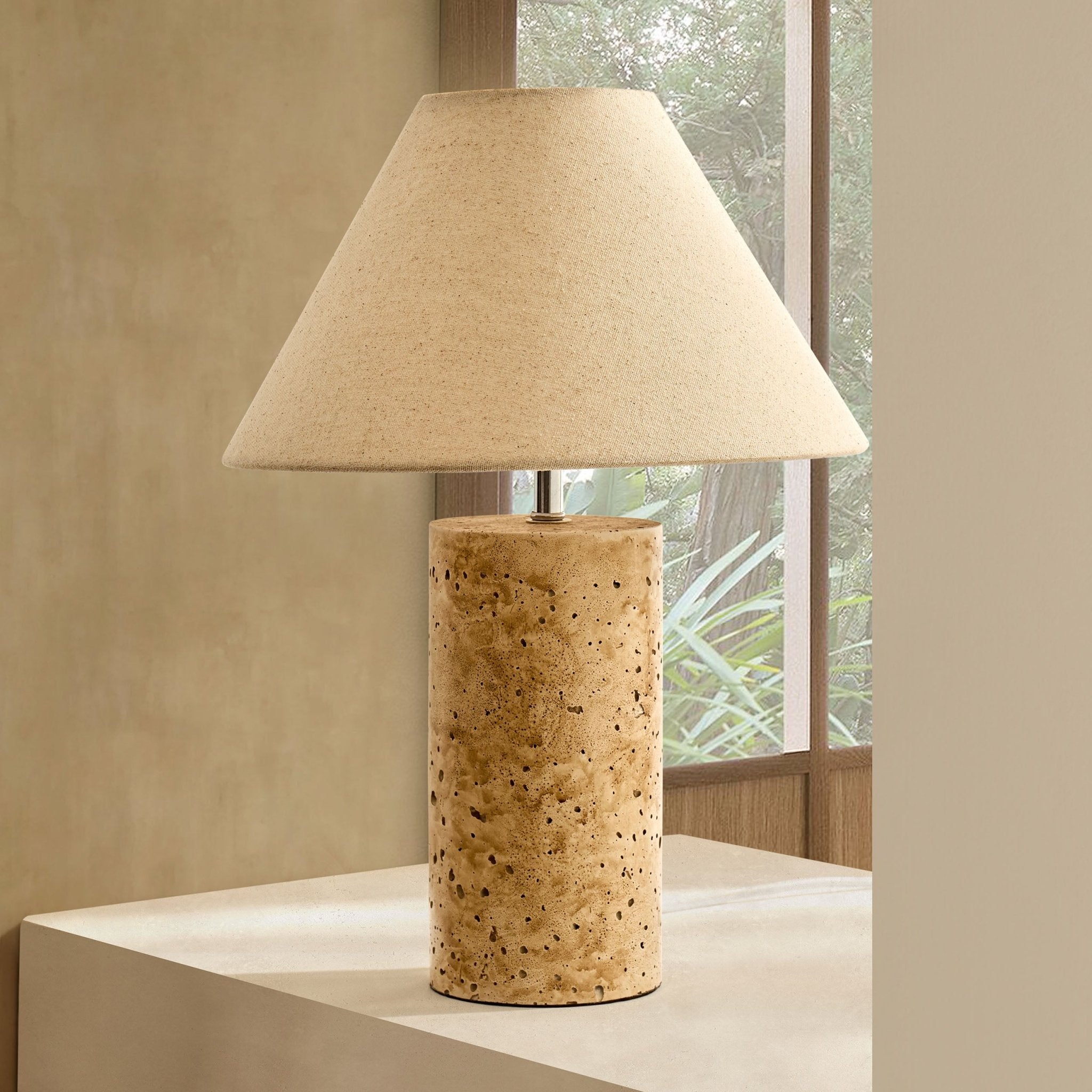 Dusklia - Ivy Marble Effect Table Lamp - Cream