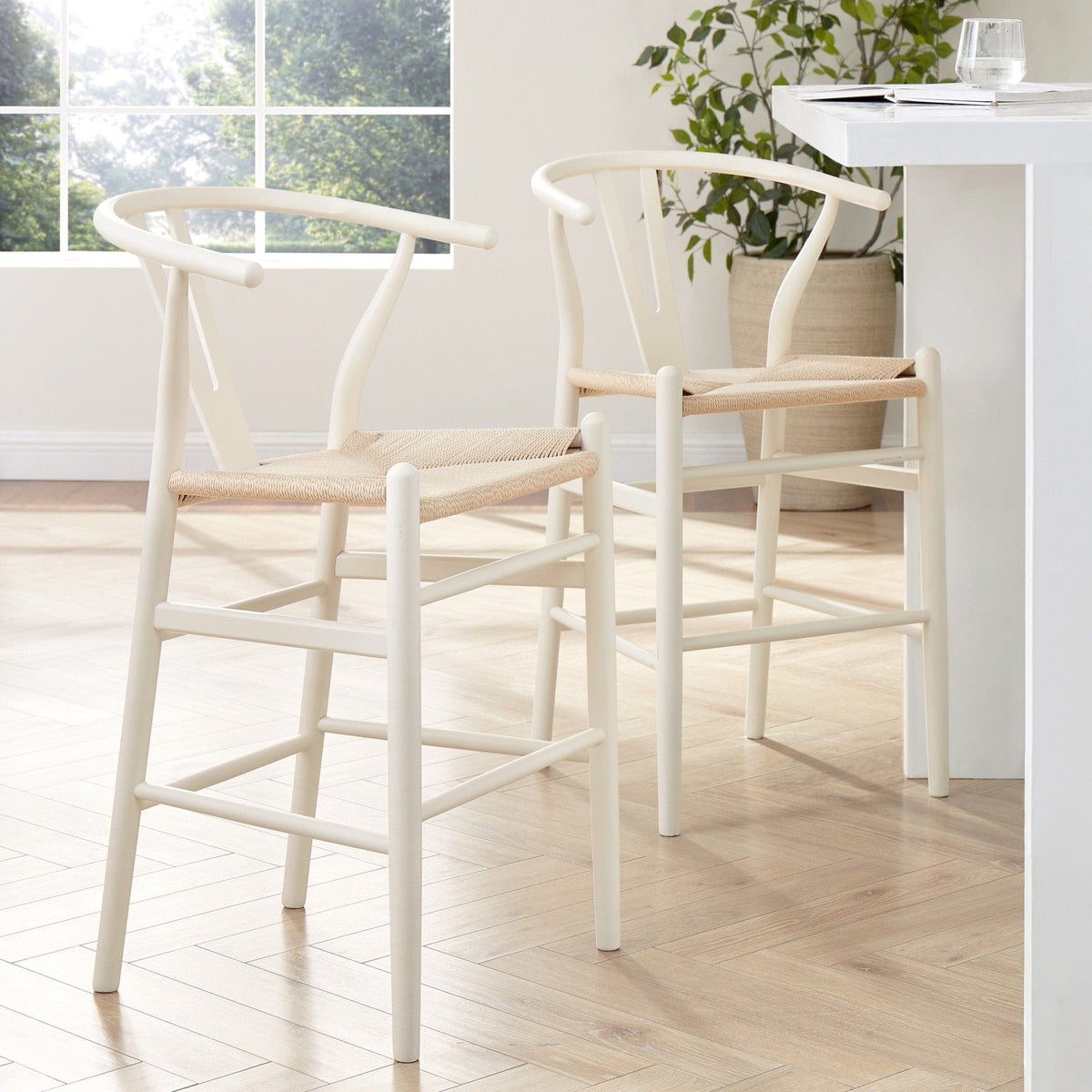 Dusklia - Jade Set of 2 Barstools - Light Beige/Natural