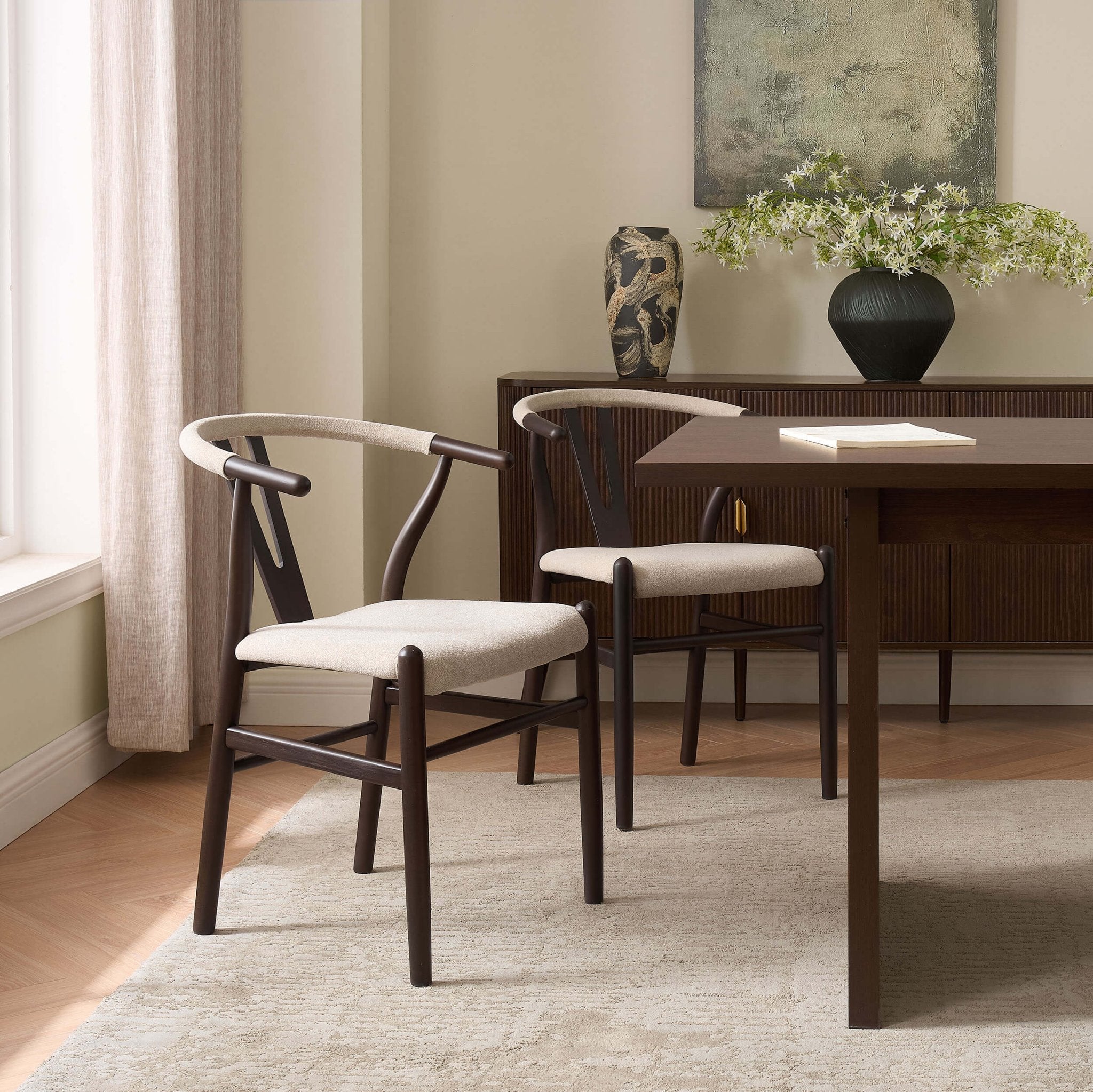 Dusklia - Jade Set of 2 Dining Chairs - Chenille Oatmeal