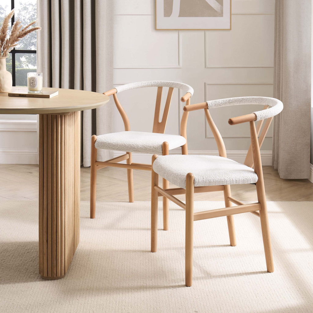 Dusklia - Jade Set of 2 Dining Chairs - Ivory Boucle