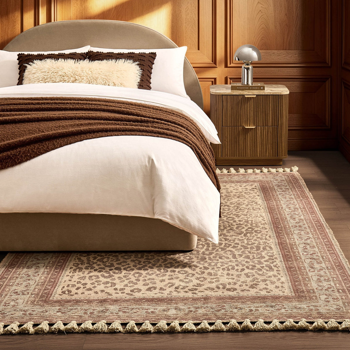 Dusklia - Jen Traditional Border Leopard Print Rug - Multi