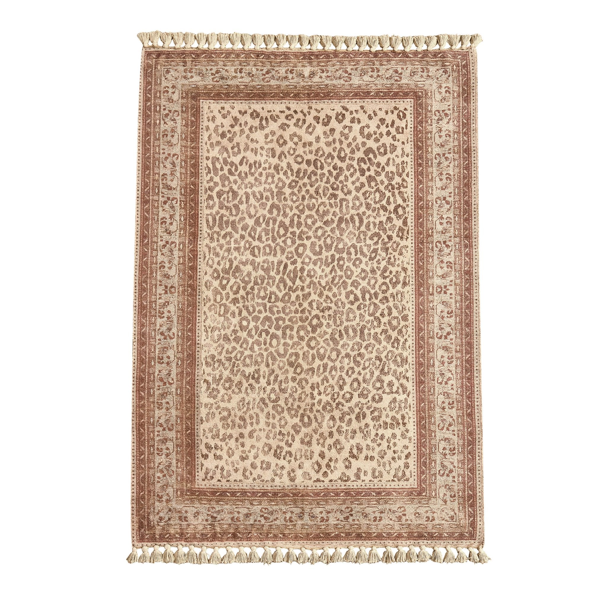 Dusklia - Jen Traditional Border Leopard Print Rug - Multi