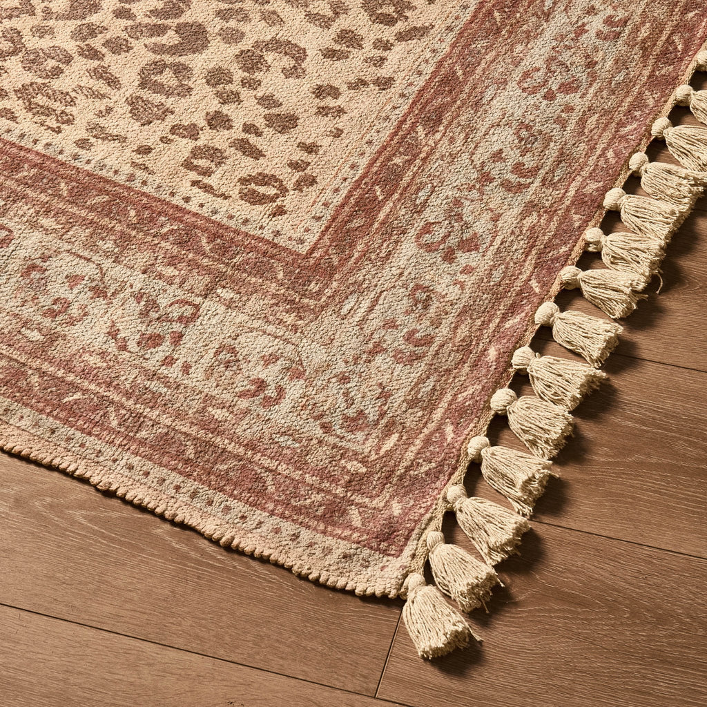 Dusklia - Jen Traditional Border Leopard Print Rug - Multi
