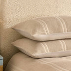 Dusklia - Jessie 100% Cotton Waffle Stripe Duvet Cover & Pillowcase Set - Stone