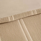 Dusklia - Jessie 100% Cotton Waffle Stripe Duvet Cover & Pillowcase Set - Stone