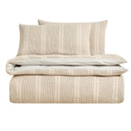 Dusklia - Jessie 100% Cotton Waffle Stripe Duvet Cover & Pillowcase Set - Stone