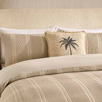 Dusklia - Jessie 100% Cotton Waffle Stripe Duvet Cover & Pillowcase Set - Stone