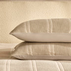 Dusklia - Jessie 100% Cotton Waffle Stripe Duvet Cover & Pillowcase Set - Stone