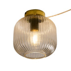 Dusklia - Jules Ribbed Glass Flush Ceiling Light - Clear/Gold