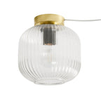 Dusklia - Jules Ribbed Glass Flush Ceiling Light - Clear/Gold