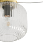 Dusklia - Jules Ribbed Glass Flush Ceiling Light - Clear/Gold